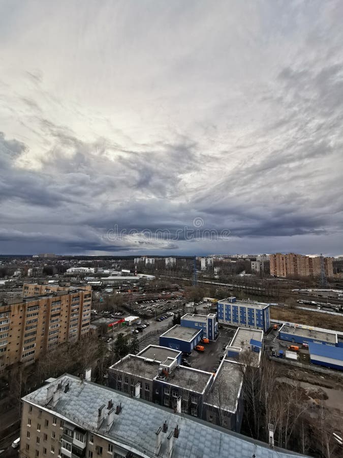 Cloudy sky in Krasnogorsk, Moscow, Russia stock photos