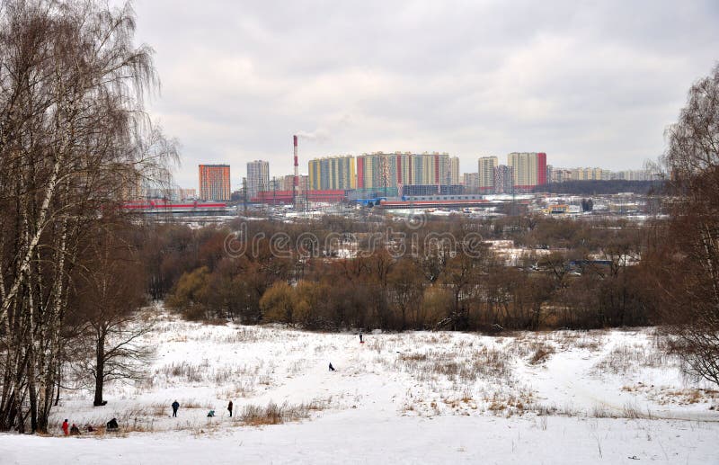 Putilkovo, Krasnogorsk district, Moscow region, Russia,  February 16, 2020:  View of Moscow Ring Road and Putilkovo in Krasnogorsk stock photo